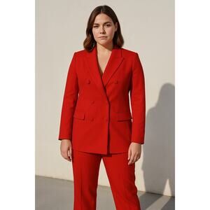 Zara Double Breasted Red Blazer Jacket Womens Small